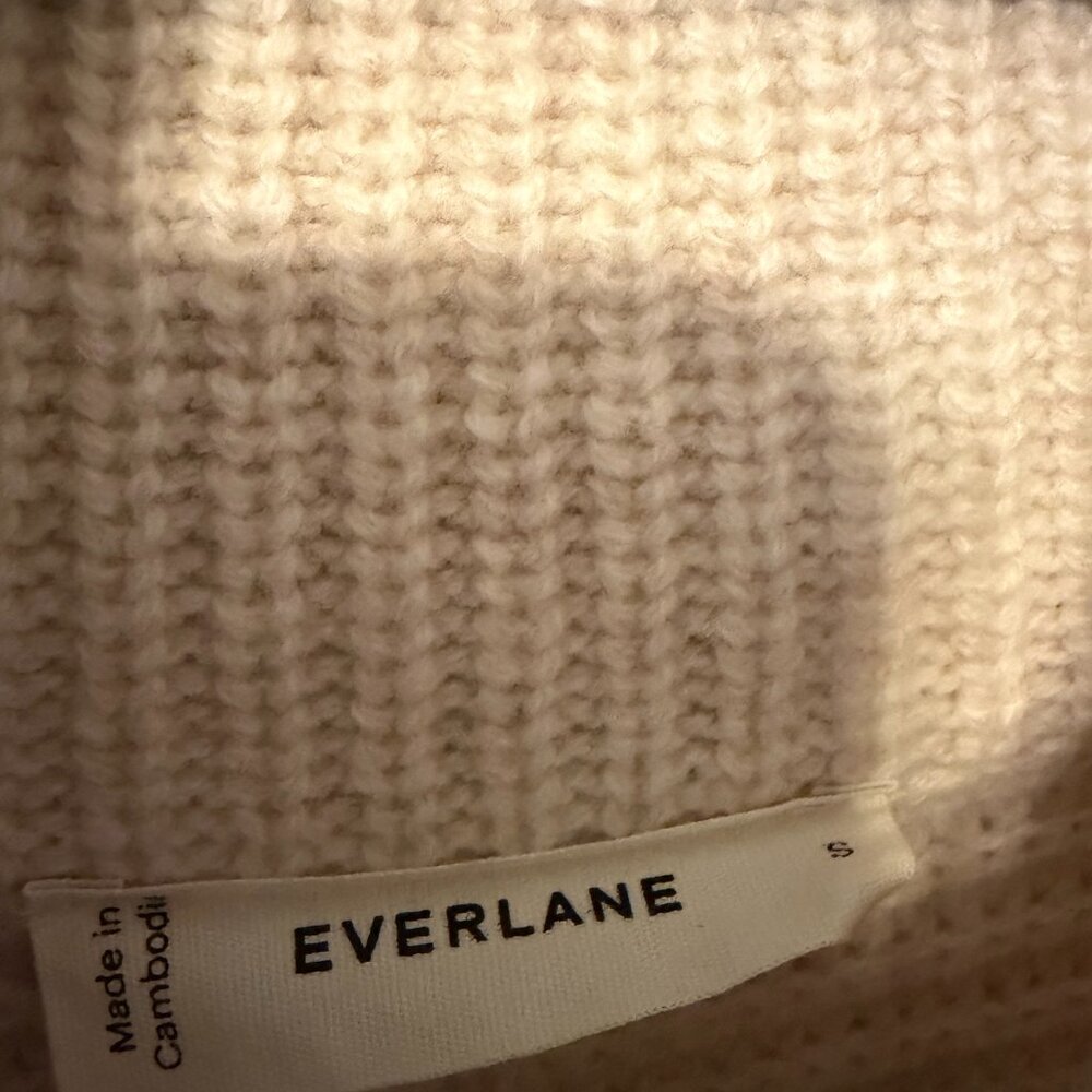 Everlane The Felted Merino Half Zip Sweater- White– Small – Like New - Picture 6 of 8